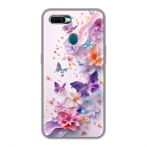 Дизайнерский силиконовый чехол для OPPO AX7 цветы бабочки
