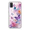 Дизайнерский силиконовый чехол для Samsung Galaxy M30s цветы бабочки