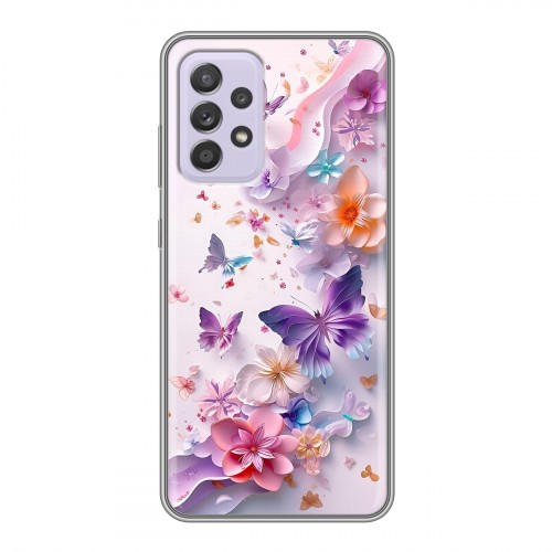 Дизайнерский силиконовый чехол для Samsung Galaxy A52 цветы бабочки