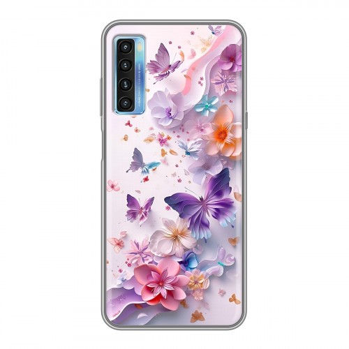 Дизайнерский силиконовый чехол для TCL 20L цветы бабочки