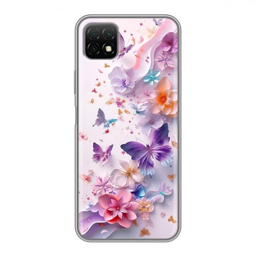 Дизайнерский силиконовый чехол для Wiko T3 цветы бабочки