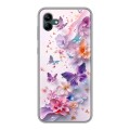 Дизайнерский силиконовый чехол для Samsung Galaxy A04 цветы бабочки