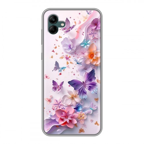 Дизайнерский силиконовый чехол для Samsung Galaxy A04 цветы бабочки