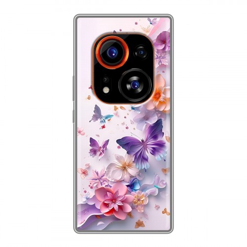 Дизайнерский силиконовый чехол для Tecno Phantom X2 Pro цветы бабочки