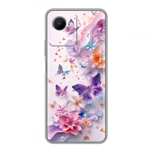 Дизайнерский силиконовый чехол для Realme C30s цветы бабочки