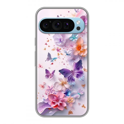 Дизайнерский силиконовый чехол для Google Pixel 9 цветы бабочки