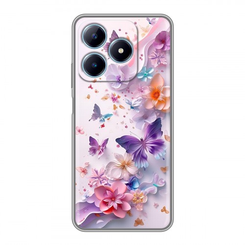 Дизайнерский силиконовый чехол для Realme C63 цветы бабочки