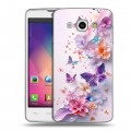 Дизайнерский пластиковый чехол для LG L60 цветы бабочки