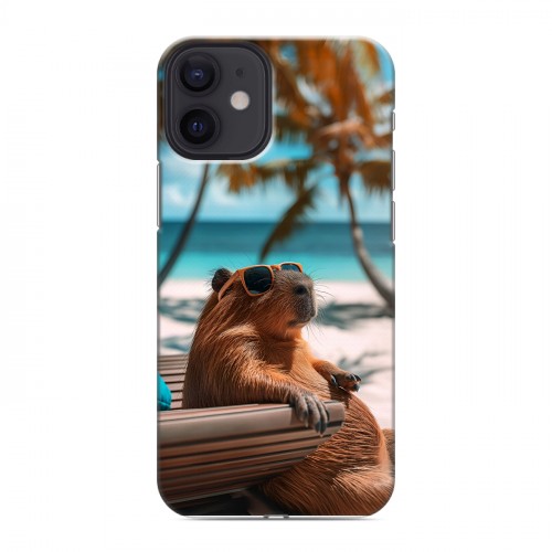 Дизайнерский силиконовый с усиленными углами чехол для Iphone 12 Mini Капибара
