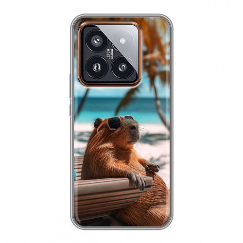 Дизайнерский силиконовый чехол для Xiaomi 14 Pro Капибара