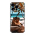 Дизайнерский силиконовый чехол для Iphone 16 Pro Капибара