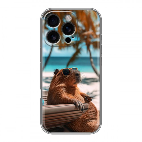 Дизайнерский силиконовый чехол для Iphone 16 Pro Капибара