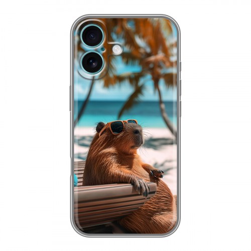 Дизайнерский силиконовый чехол для Iphone 16 Plus Капибара