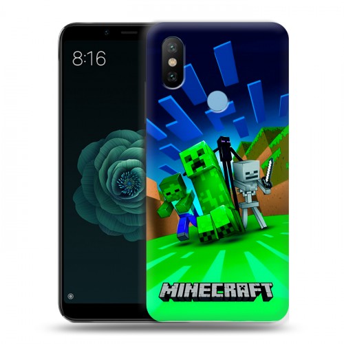 Дизайнерский силиконовый чехол для Xiaomi Mi A2 Майнкрафт