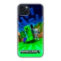 Дизайнерский силиконовый чехол для Iphone 15 Plus Майнкрафт
