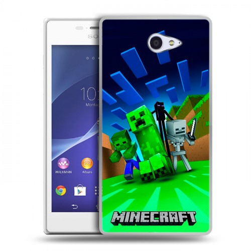 Дизайнерский пластиковый чехол для Sony Xperia M2 dual Майнкрафт