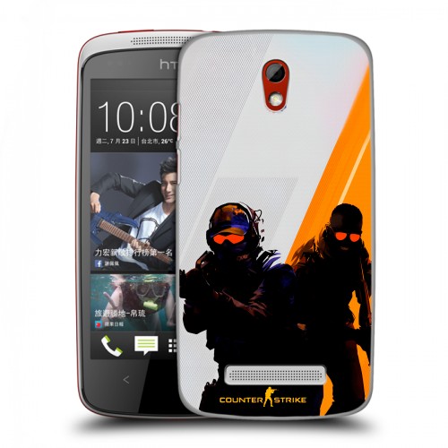Дизайнерский пластиковый чехол для HTC Desire 500 Контер страйк Counter strike