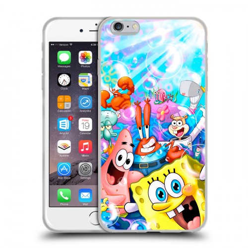 Дизайнерский силиконовый чехол для Iphone 6 Plus/6s Plus спанчбоб спанч боб