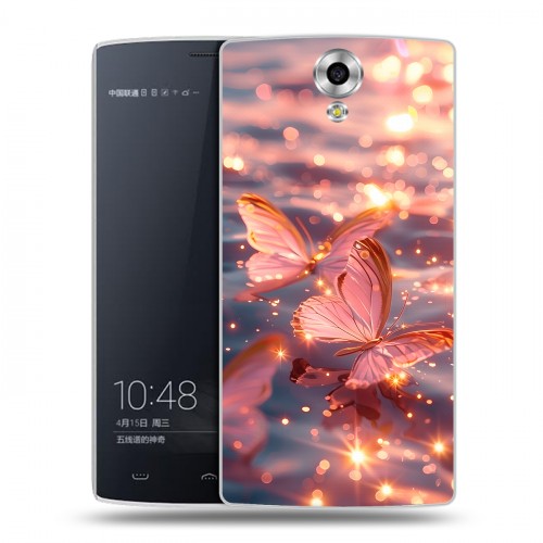 Дизайнерский силиконовый чехол для Homtom HT7 бабочки розовые