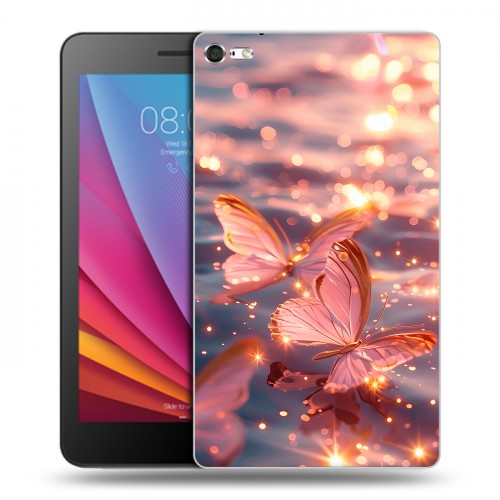 Дизайнерский силиконовый чехол для Huawei MediaPad T2 7.0 Pro бабочки розовые
