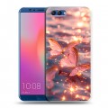 Дизайнерский пластиковый чехол для Huawei Honor View 10 бабочки розовые