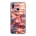 Дизайнерский силиконовый чехол для Huawei P20 Lite бабочки розовые