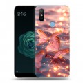 Дизайнерский силиконовый чехол для Xiaomi Mi A2 бабочки розовые