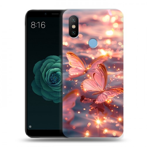 Дизайнерский силиконовый чехол для Xiaomi Mi A2 бабочки розовые