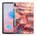 Дизайнерский силиконовый чехол для Samsung Galaxy Tab S6 бабочки розовые