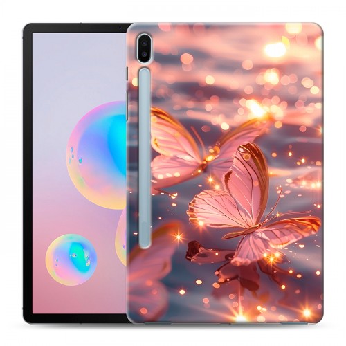 Дизайнерский силиконовый чехол для Samsung Galaxy Tab S6 бабочки розовые