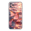 Дизайнерский силиконовый чехол для Iphone 11 Pro бабочки розовые