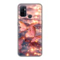 Дизайнерский силиконовый с усиленными углами чехол для OPPO A53 бабочки розовые