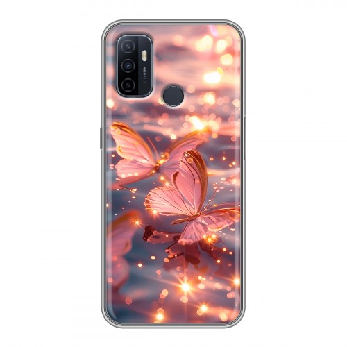Дизайнерский силиконовый чехол для OPPO A53 бабочки розовые