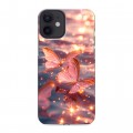 Дизайнерский силиконовый с усиленными углами чехол для Iphone 12 Mini бабочки розовые