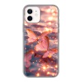 Дизайнерский силиконовый чехол для Iphone 12 бабочки розовые