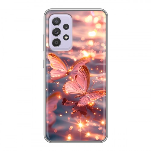 Дизайнерский силиконовый чехол для Samsung Galaxy A52 бабочки розовые