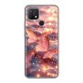 Дизайнерский силиконовый чехол для OPPO A15 бабочки розовые