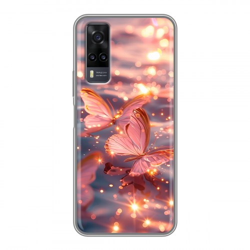 Дизайнерский пластиковый чехол для Vivo Y31 бабочки розовые