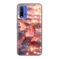 Дизайнерский силиконовый чехол для Xiaomi RedMi 9T бабочки розовые