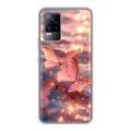Дизайнерский силиконовый чехол для Vivo V21e бабочки розовые