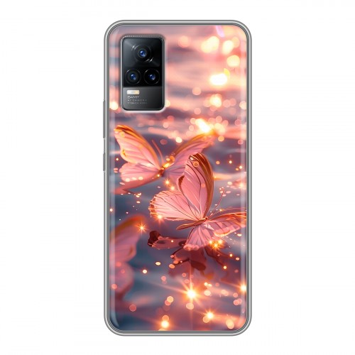 Дизайнерский силиконовый чехол для Vivo V21e бабочки розовые