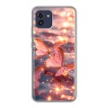 Дизайнерский силиконовый чехол для Samsung Galaxy A03 бабочки розовые