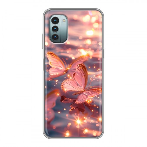 Дизайнерский силиконовый чехол для Nokia G11 бабочки розовые