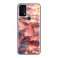 Дизайнерский силиконовый чехол для TCL 20B бабочки розовые