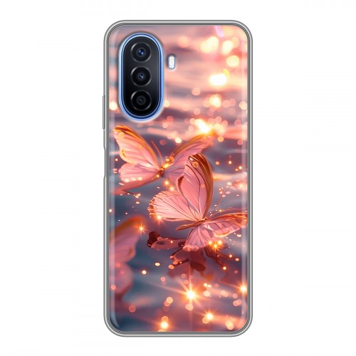 Дизайнерский силиконовый чехол для Huawei Nova Y70 бабочки розовые