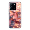 Дизайнерский силиконовый чехол для Vivo Y35 бабочки розовые