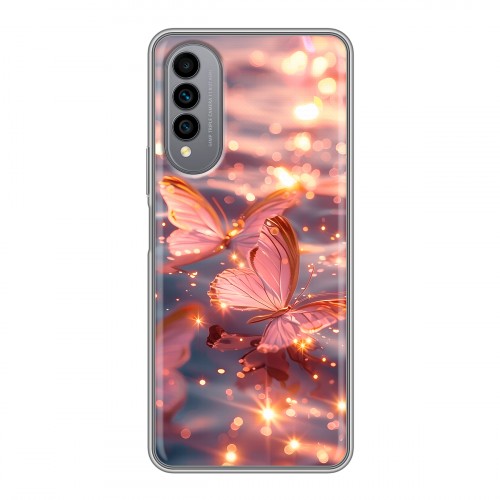 Дизайнерский силиконовый чехол для Wiko T50 бабочки розовые