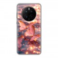 Дизайнерский силиконовый с усиленными углами чехол для Huawei Mate 50 бабочки розовые