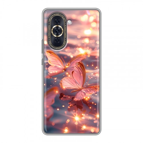 Дизайнерский силиконовый с усиленными углами чехол для Huawei Nova 10 бабочки розовые