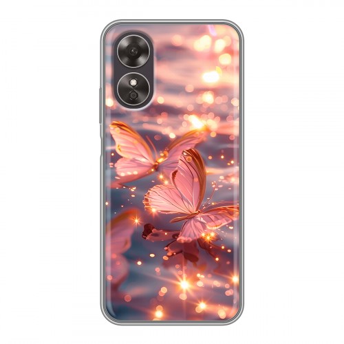 Дизайнерский силиконовый чехол для OPPO A17 бабочки розовые